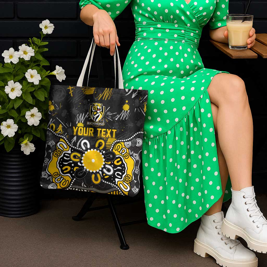 Personalized Richmond Tigers Tote Bag Aboriginal Dot Painting Graffiti Style