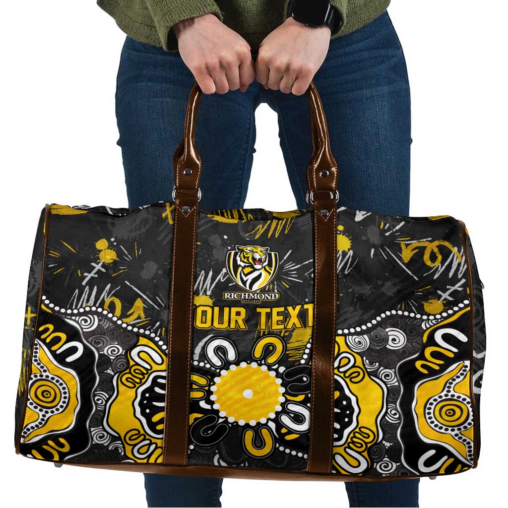 Personalized Richmond Tigers Travel Bag Aboriginal Dot Painting Graffiti Style
