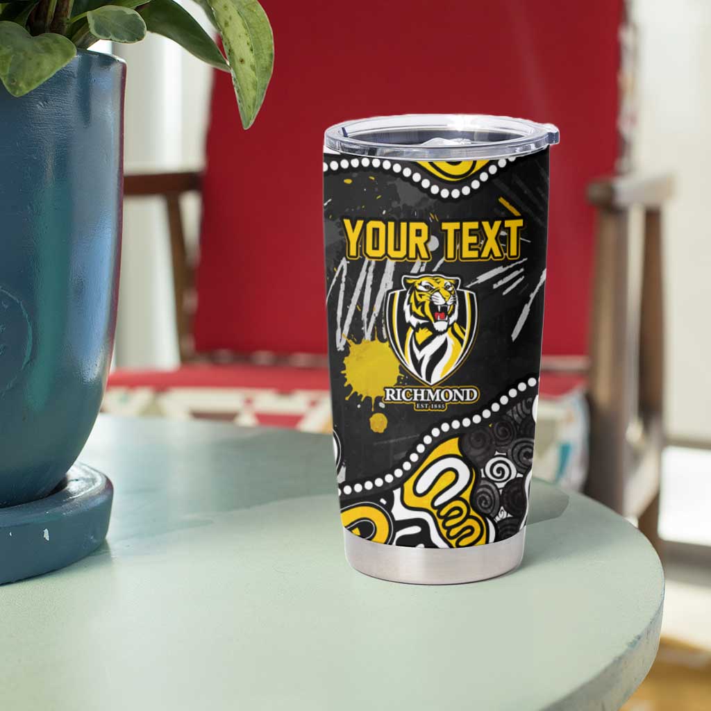 Personalized Richmond Tigers Tumbler Cup Aboriginal Dot Painting Graffiti Style