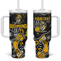Personalized Richmond Tigers Tumbler With Handle Aboriginal Dot Painting Graffiti Style
