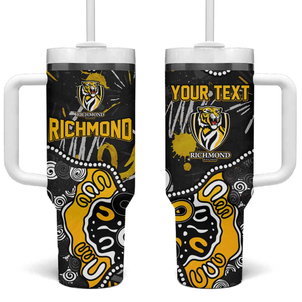 Personalized Richmond Tigers Tumbler With Handle Aboriginal Dot Painting Graffiti Style