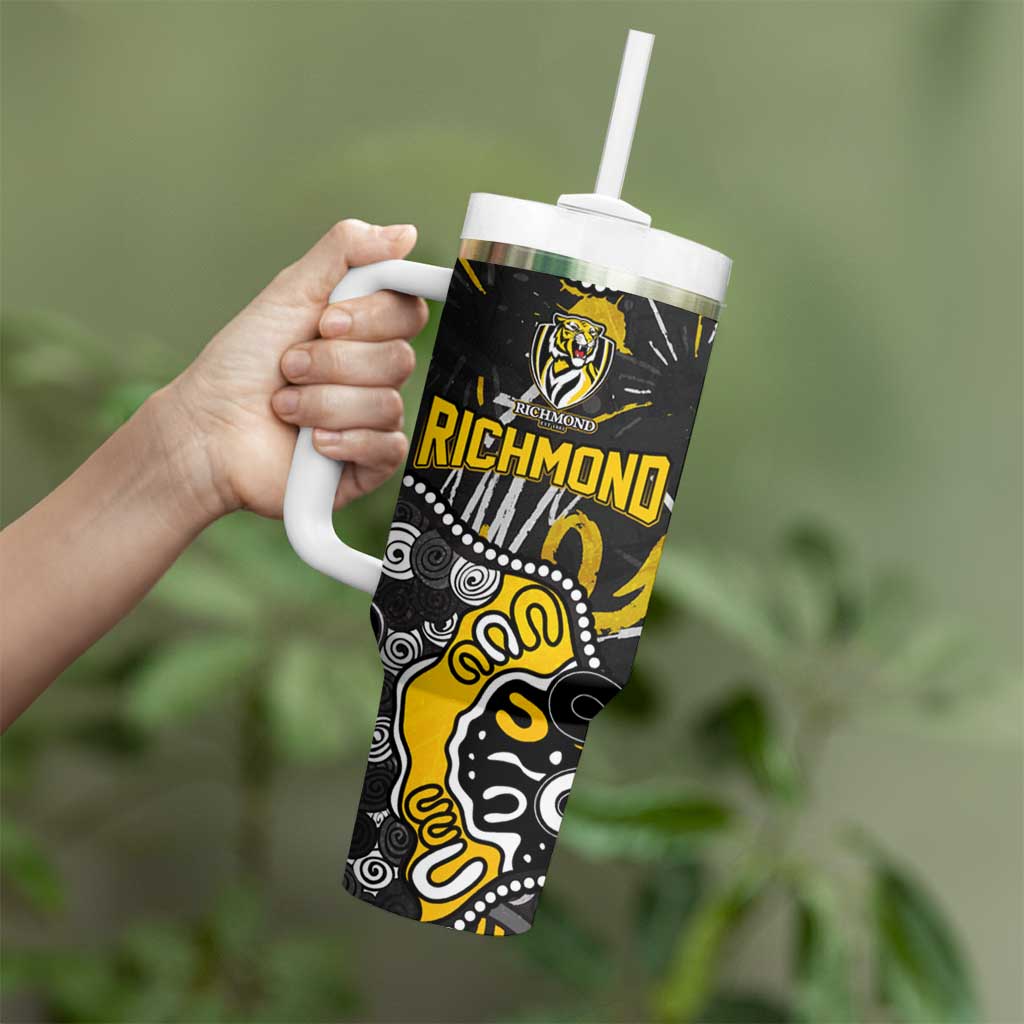 Personalized Richmond Tigers Tumbler With Handle Aboriginal Dot Painting Graffiti Style