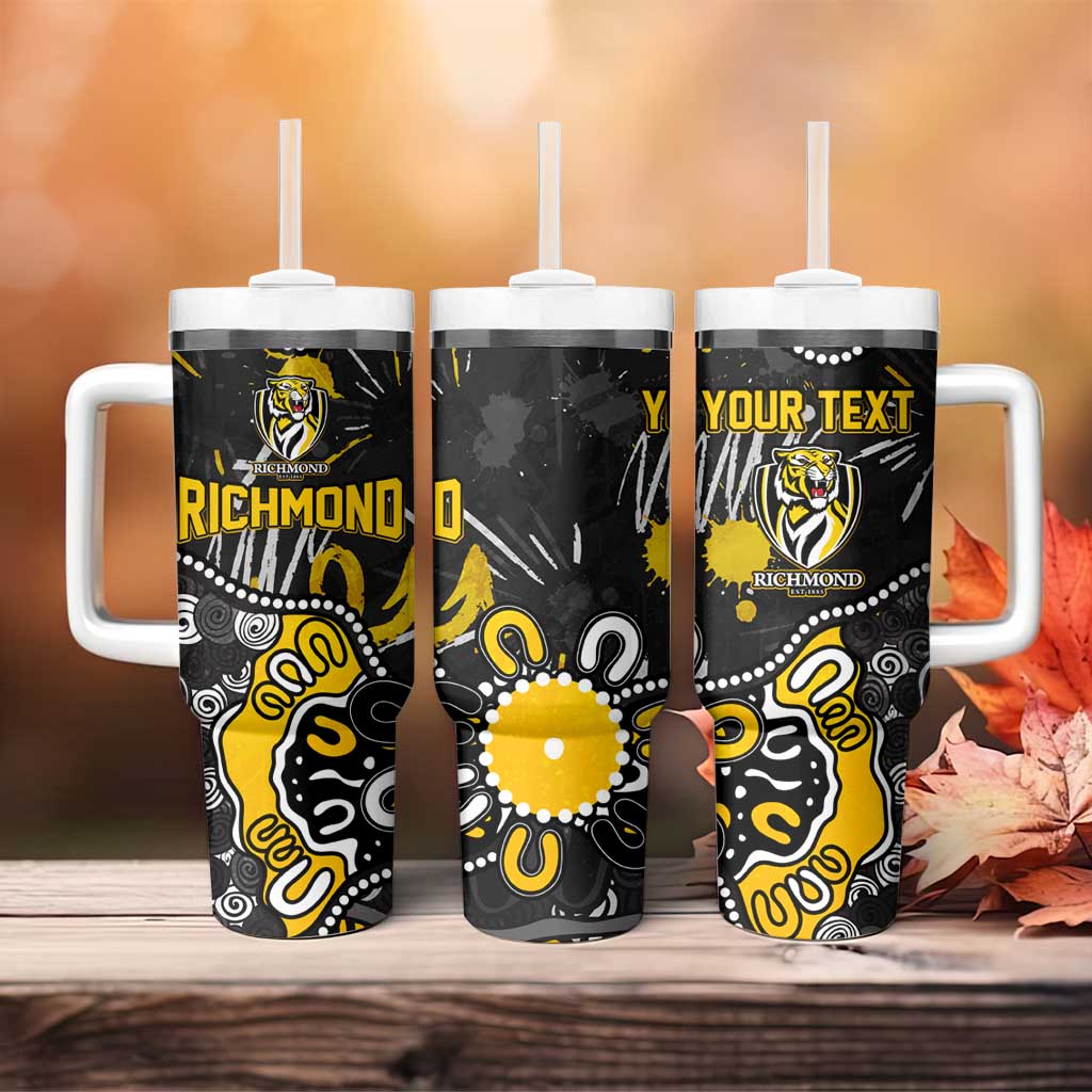 Personalized Richmond Tigers Tumbler With Handle Aboriginal Dot Painting Graffiti Style