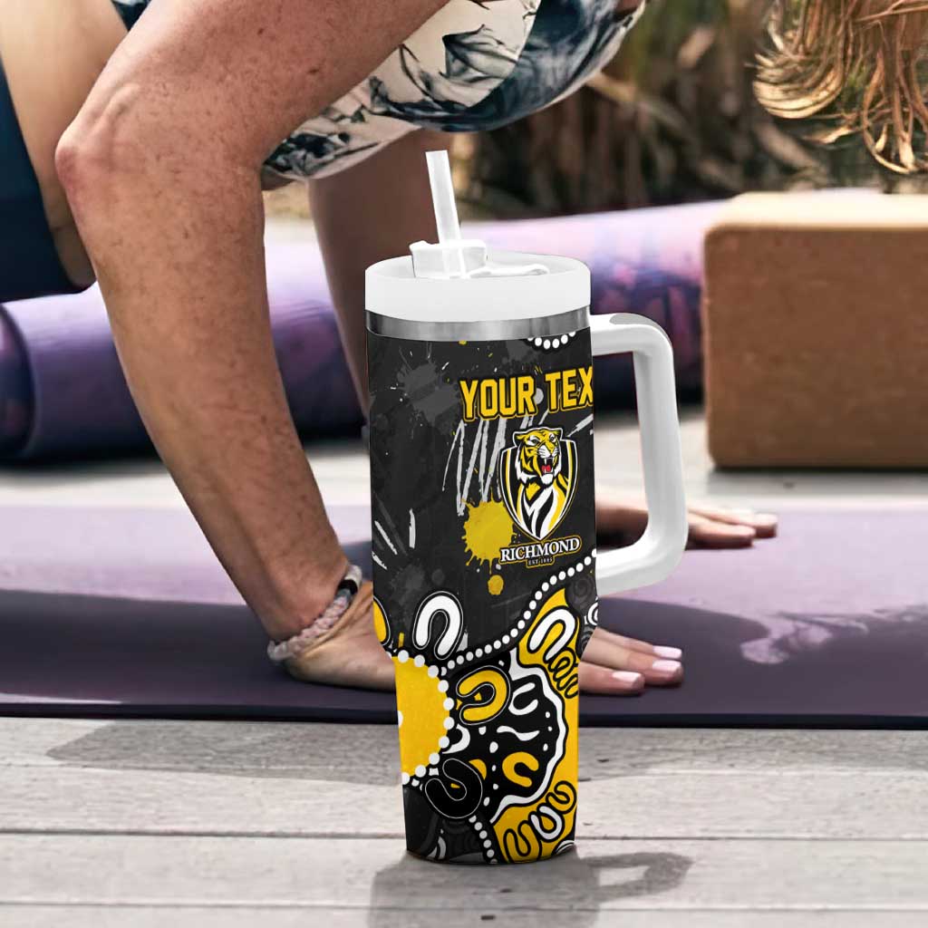 Personalized Richmond Tigers Tumbler With Handle Aboriginal Dot Painting Graffiti Style