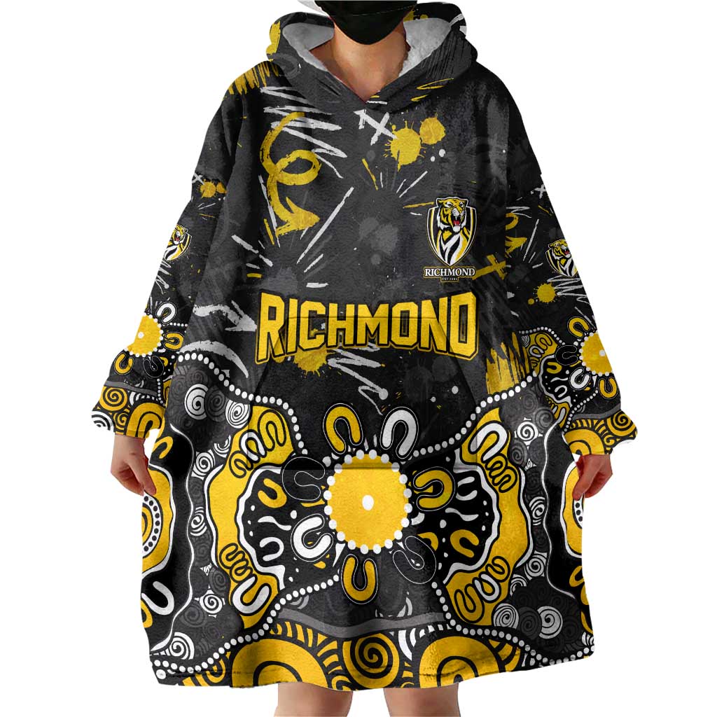 Personalized Richmond Tigers Wearable Blanket Hoodie Aboriginal Dot Painting Graffiti Style
