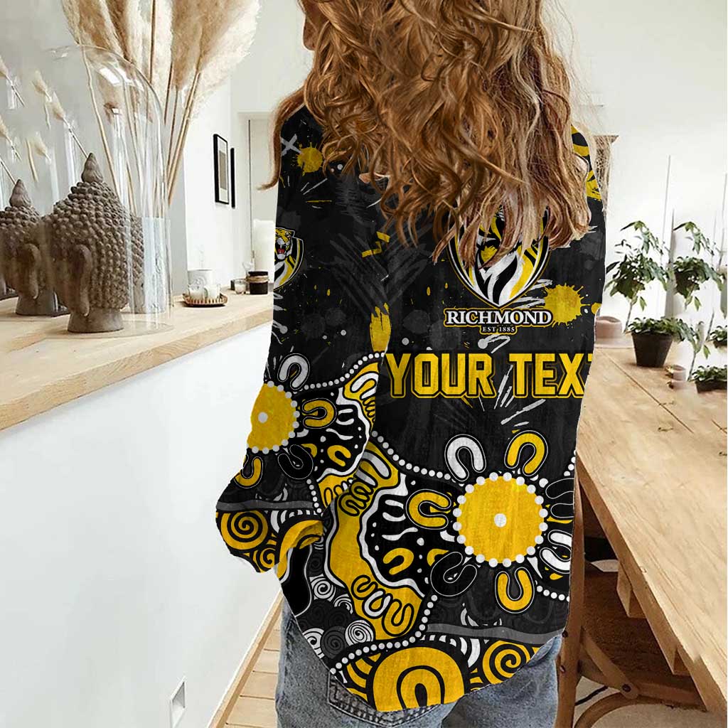 Personalized Richmond Tigers Women Casual Shirt Aboriginal Dot Painting Graffiti Style