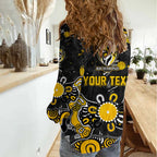 Personalized Richmond Tigers Women Casual Shirt Aboriginal Dot Painting Graffiti Style