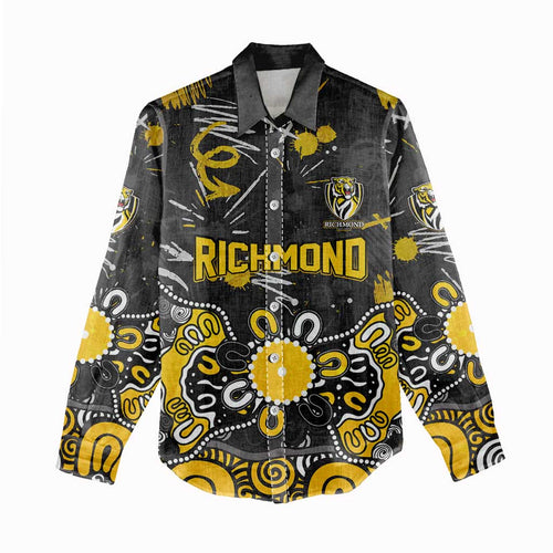 Personalized Richmond Tigers Women Casual Shirt Aboriginal Dot Painting Graffiti Style