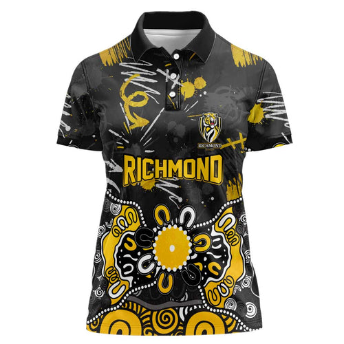 Personalized Richmond Tigers Women Polo Shirt Aboriginal Dot Painting Graffiti Style