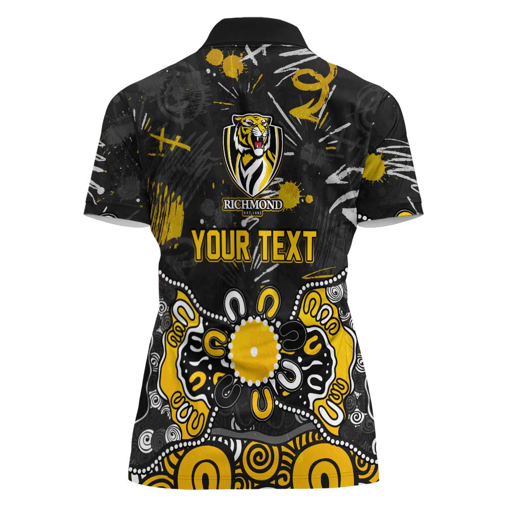 Personalized Richmond Tigers Women Polo Shirt Aboriginal Dot Painting Graffiti Style