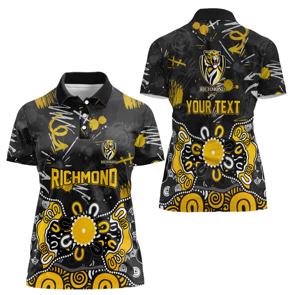 Personalized Richmond Tigers Women Polo Shirt Aboriginal Dot Painting Graffiti Style