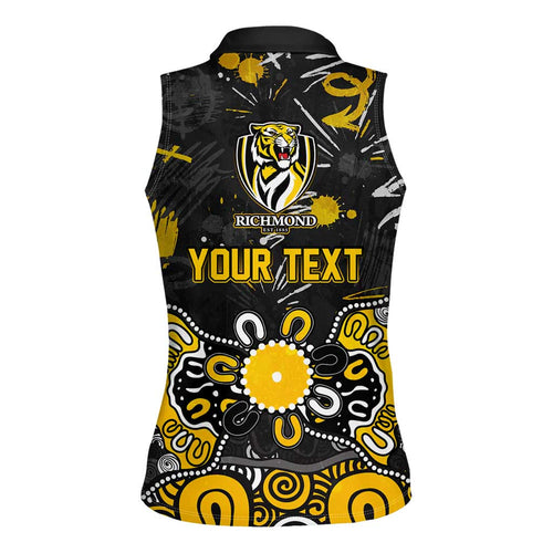 Personalized Richmond Tigers Women Sleeveless Polo Shirt Aboriginal Dot Painting Graffiti Style