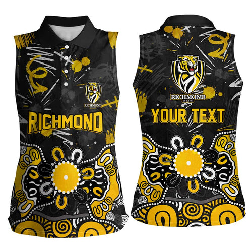 Personalized Richmond Tigers Women Sleeveless Polo Shirt Aboriginal Dot Painting Graffiti Style