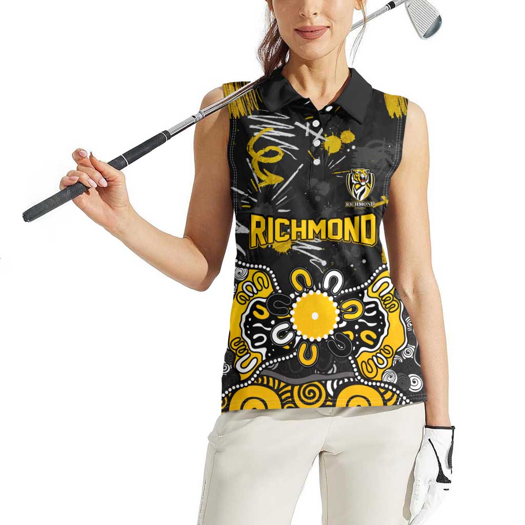Personalized Richmond Tigers Women Sleeveless Polo Shirt Aboriginal Dot Painting Graffiti Style