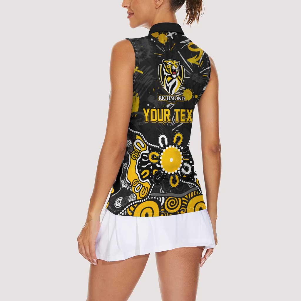 Personalized Richmond Tigers Women Sleeveless Polo Shirt Aboriginal Dot Painting Graffiti Style