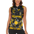 Personalized Richmond Tigers Women Sleeveless Polo Shirt Aboriginal Dot Painting Graffiti Style