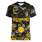 Personalized Richmond Tigers Women V-Neck T-Shirt Aboriginal Dot Painting Graffiti Style