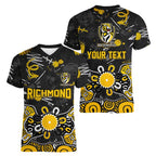 Personalized Richmond Tigers Women V-Neck T-Shirt Aboriginal Dot Painting Graffiti Style