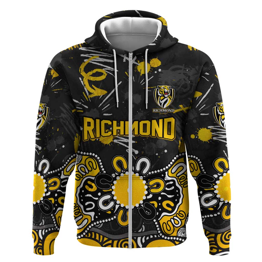 Personalized Richmond Tigers Zip Hoodie Aboriginal Dot Painting Graffiti Style
