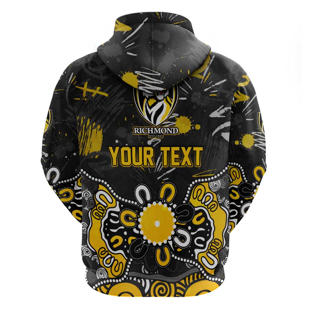 Personalized Richmond Tigers Zip Hoodie Aboriginal Dot Painting Graffiti Style