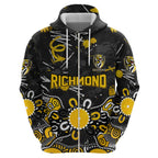 Personalized Richmond Tigers Zip Hoodie Aboriginal Dot Painting Graffiti Style