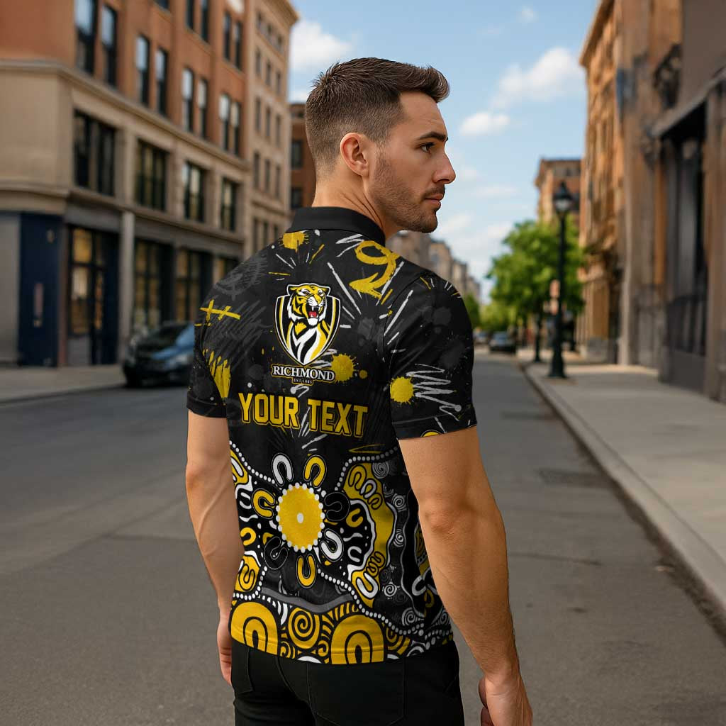 Personalized Richmond Tigers Zipper Polo Shirt Aboriginal Dot Painting Graffiti Style