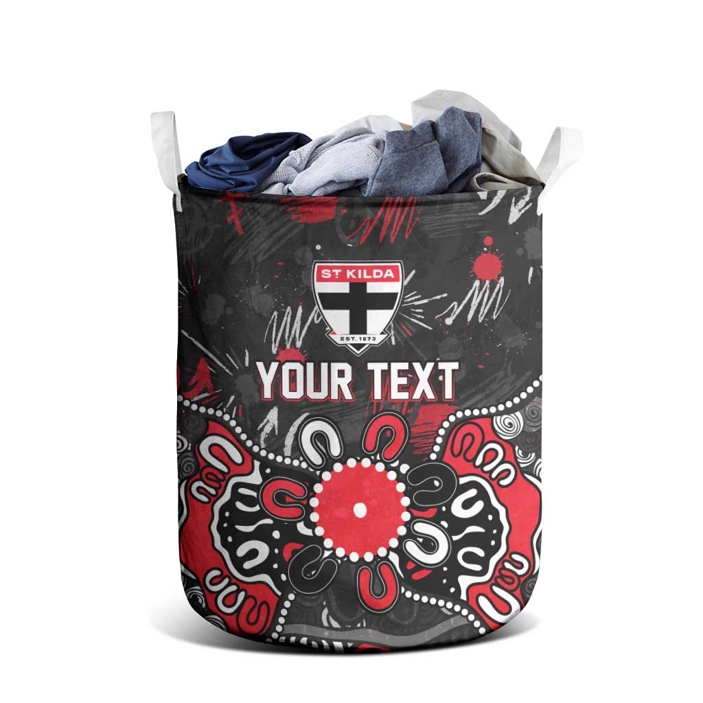 Personalized St Kilda Saints Laundry Basket Aboriginal Dot Painting Graffiti Style