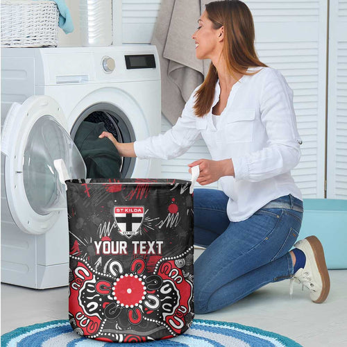 Personalized St Kilda Saints Laundry Basket Aboriginal Dot Painting Graffiti Style