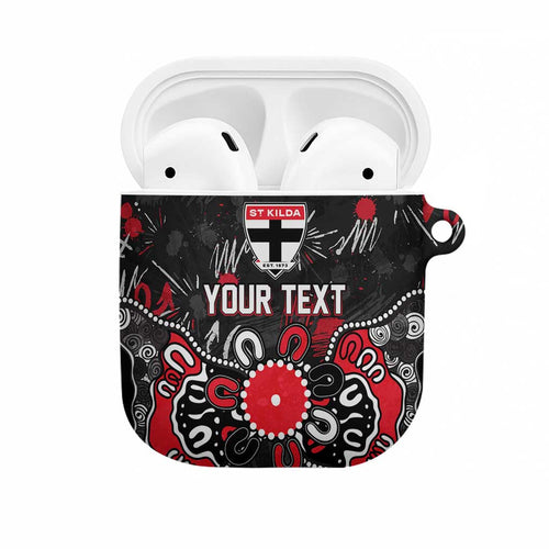 Personalized St Kilda Saints AirPods Case Aboriginal Dot Painting Graffiti Style