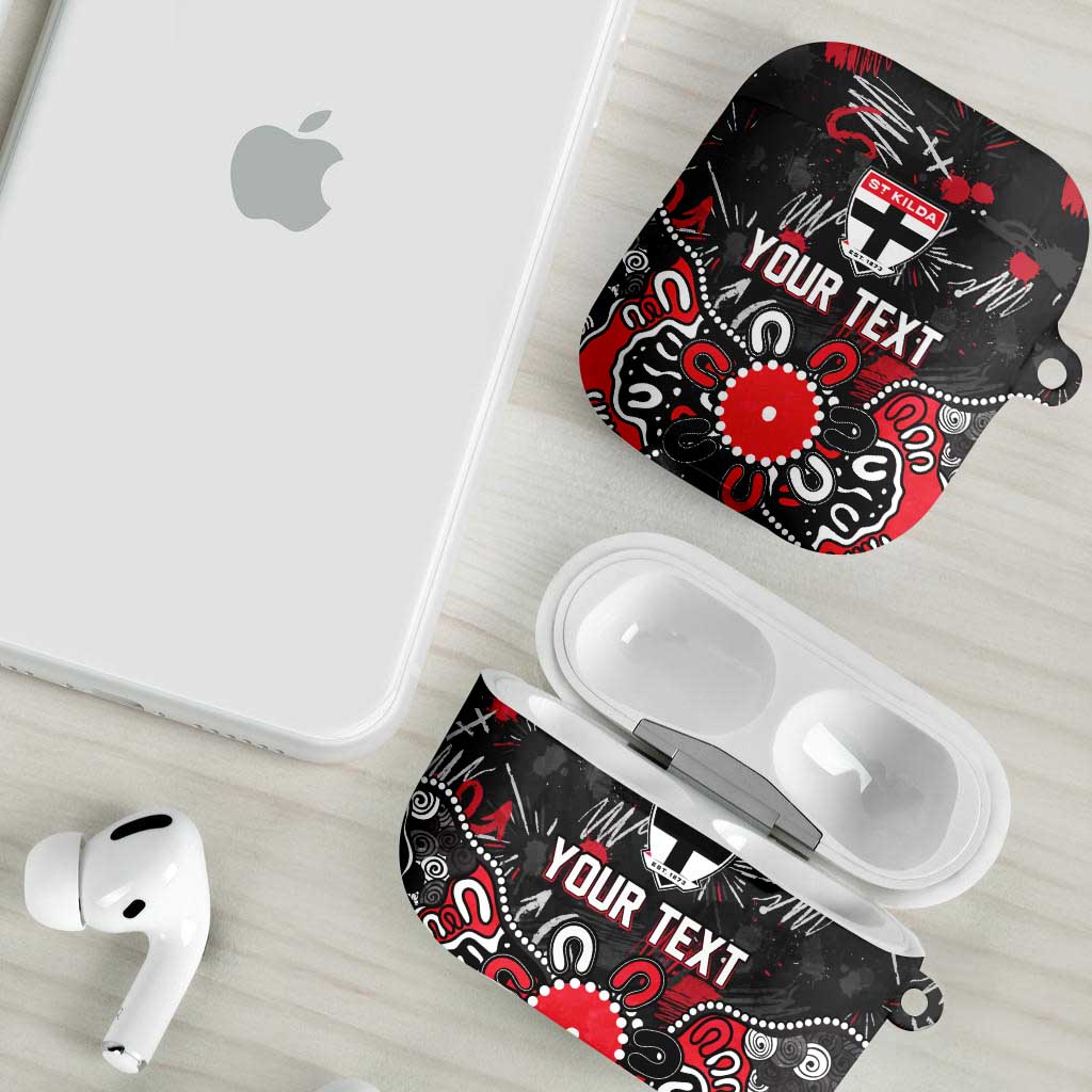 Personalized St Kilda Saints AirPods Case Aboriginal Dot Painting Graffiti Style