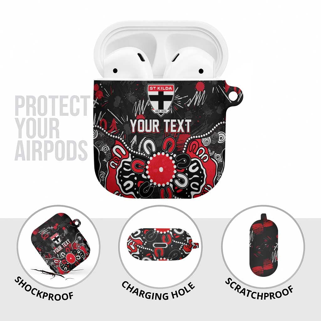Personalized St Kilda Saints AirPods Case Aboriginal Dot Painting Graffiti Style