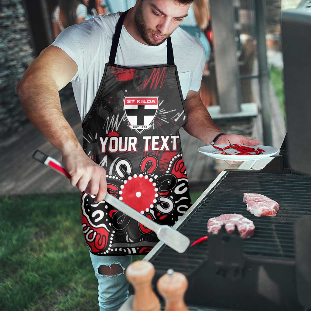 Personalized St Kilda Saints Apron Aboriginal Dot Painting Graffiti Style