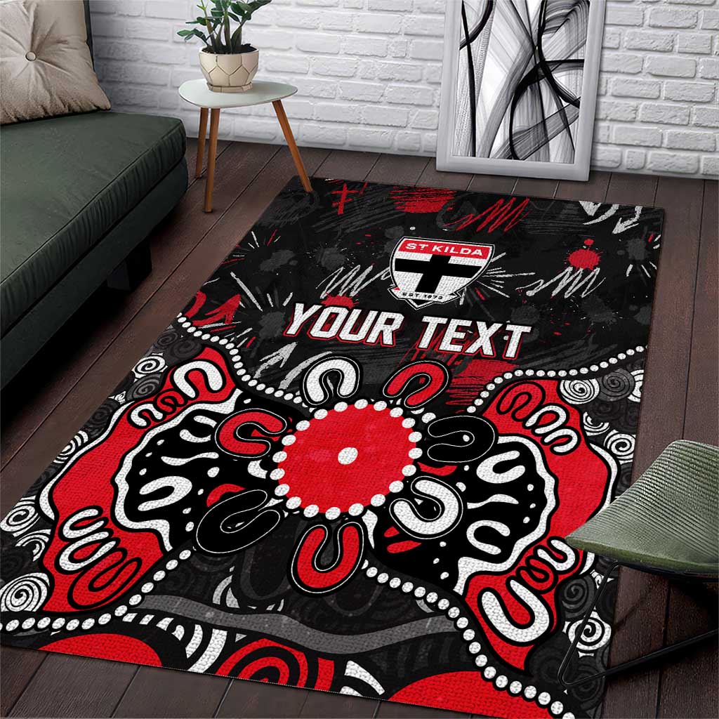 Personalized St Kilda Saints Area Rug Aboriginal Dot Painting Graffiti Style