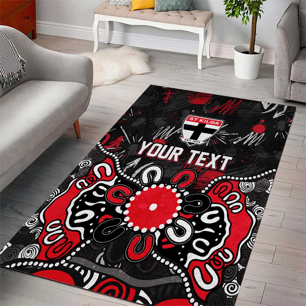 Personalized St Kilda Saints Area Rug Aboriginal Dot Painting Graffiti Style