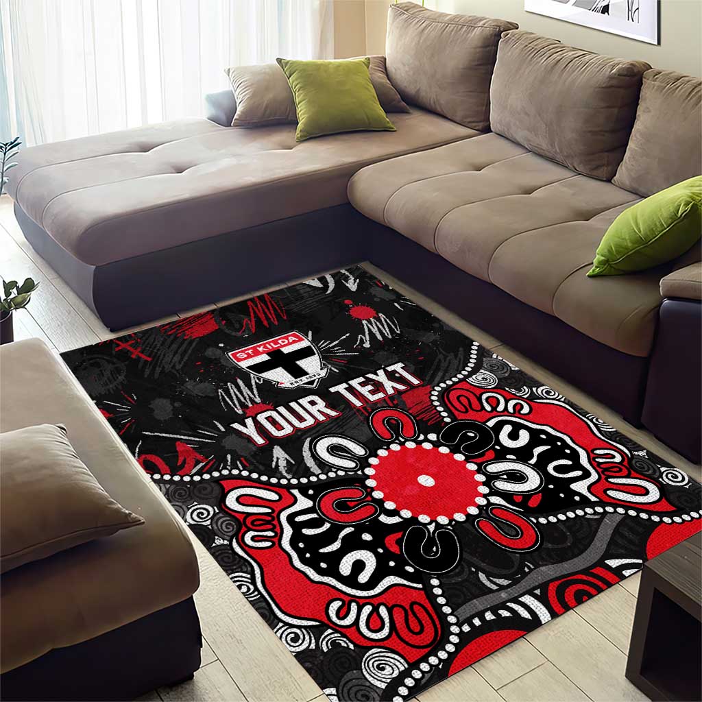 Personalized St Kilda Saints Area Rug Aboriginal Dot Painting Graffiti Style