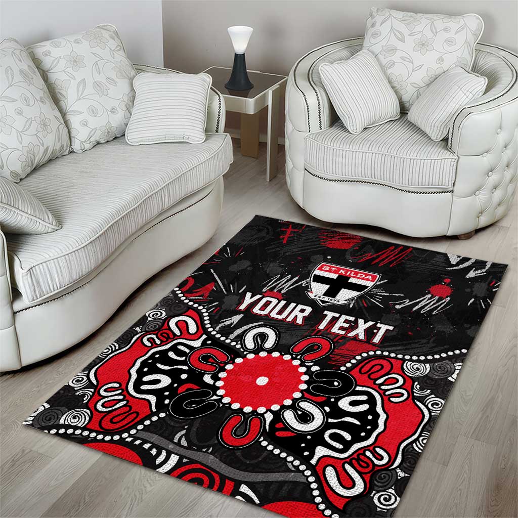 Personalized St Kilda Saints Area Rug Aboriginal Dot Painting Graffiti Style