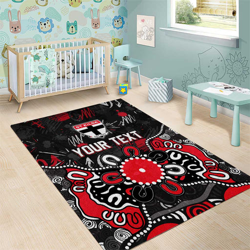 Personalized St Kilda Saints Area Rug Aboriginal Dot Painting Graffiti Style