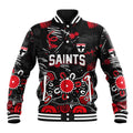 Personalized St Kilda Saints Baseball Jacket Aboriginal Dot Painting Graffiti Style