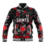 Personalized St Kilda Saints Baseball Jacket Aboriginal Dot Painting Graffiti Style