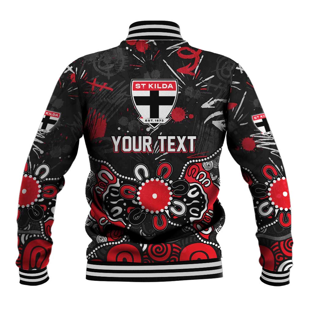 Personalized St Kilda Saints Baseball Jacket Aboriginal Dot Painting Graffiti Style