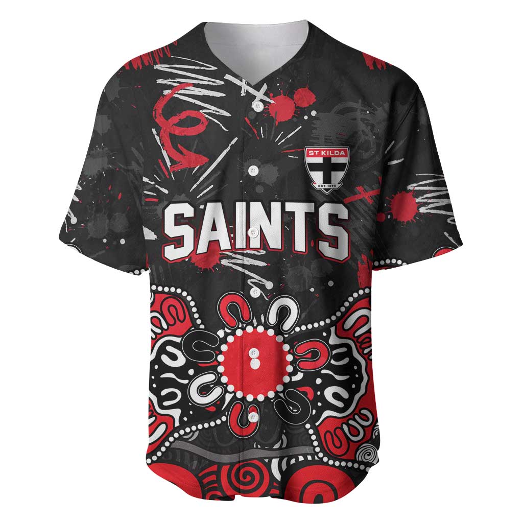 Personalized St Kilda Saints Baseball Jersey Aboriginal Dot Painting Graffiti Style