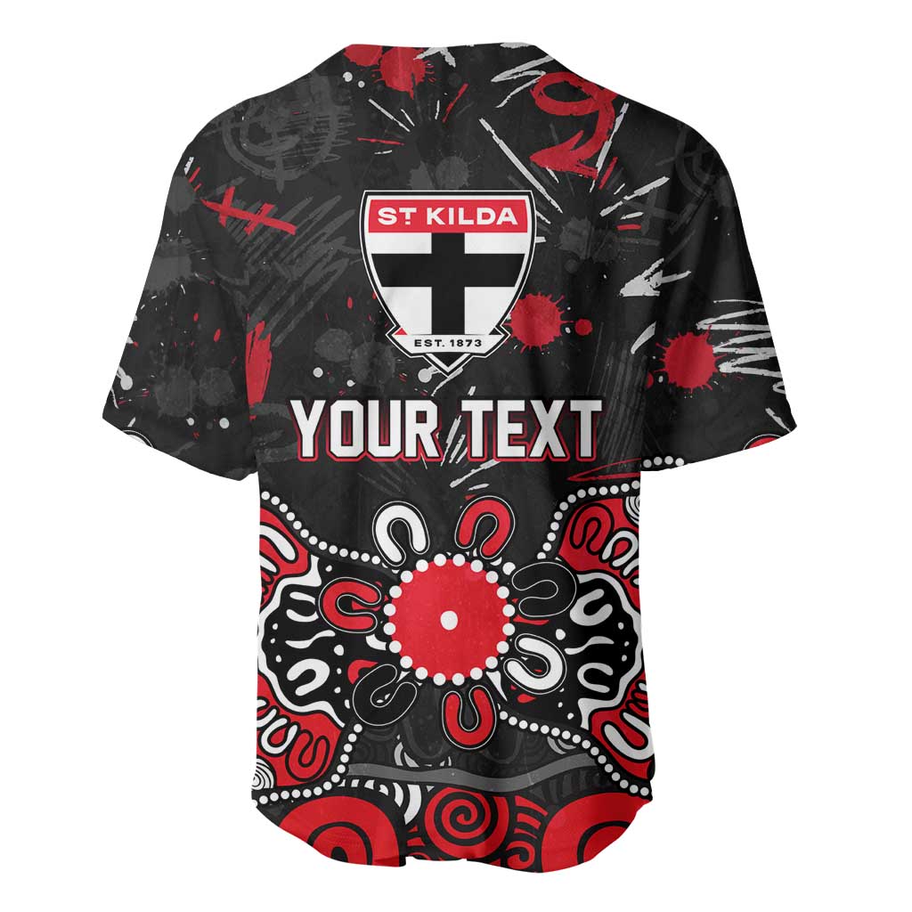 Personalized St Kilda Saints Baseball Jersey Aboriginal Dot Painting Graffiti Style