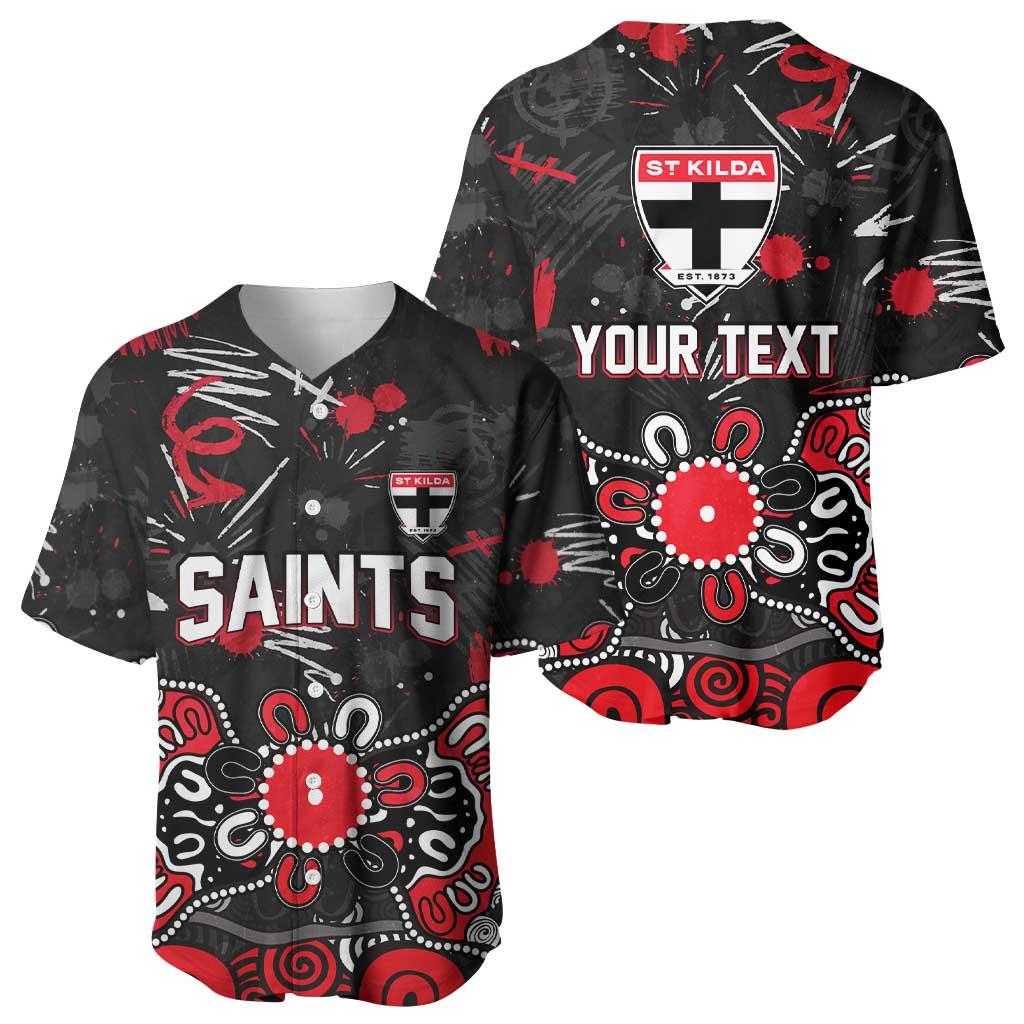 Personalized St Kilda Saints Baseball Jersey Aboriginal Dot Painting Graffiti Style