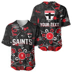 Personalized St Kilda Saints Baseball Jersey Aboriginal Dot Painting Graffiti Style