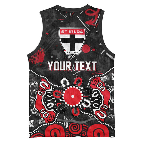 Personalized St Kilda Saints Basketball Jersey Aboriginal Dot Painting Graffiti Style