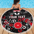 Personalized St Kilda Saints Beach Blanket Aboriginal Dot Painting Graffiti Style