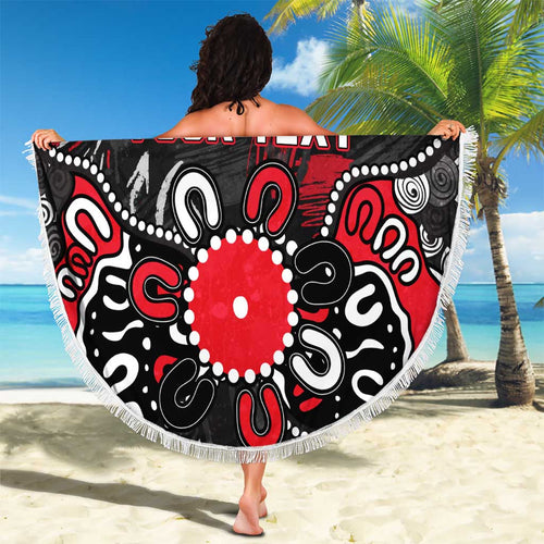 Personalized St Kilda Saints Beach Blanket Aboriginal Dot Painting Graffiti Style