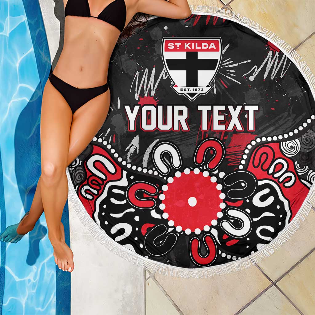 Personalized St Kilda Saints Beach Blanket Aboriginal Dot Painting Graffiti Style