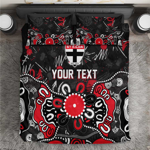 Personalized St Kilda Saints Bedding Set Aboriginal Dot Painting Graffiti Style