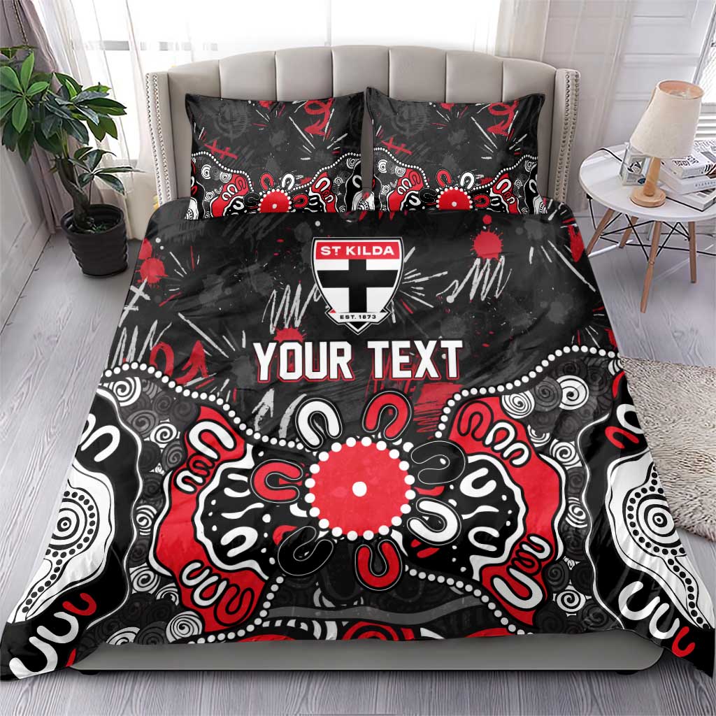 Personalized St Kilda Saints Bedding Set Aboriginal Dot Painting Graffiti Style